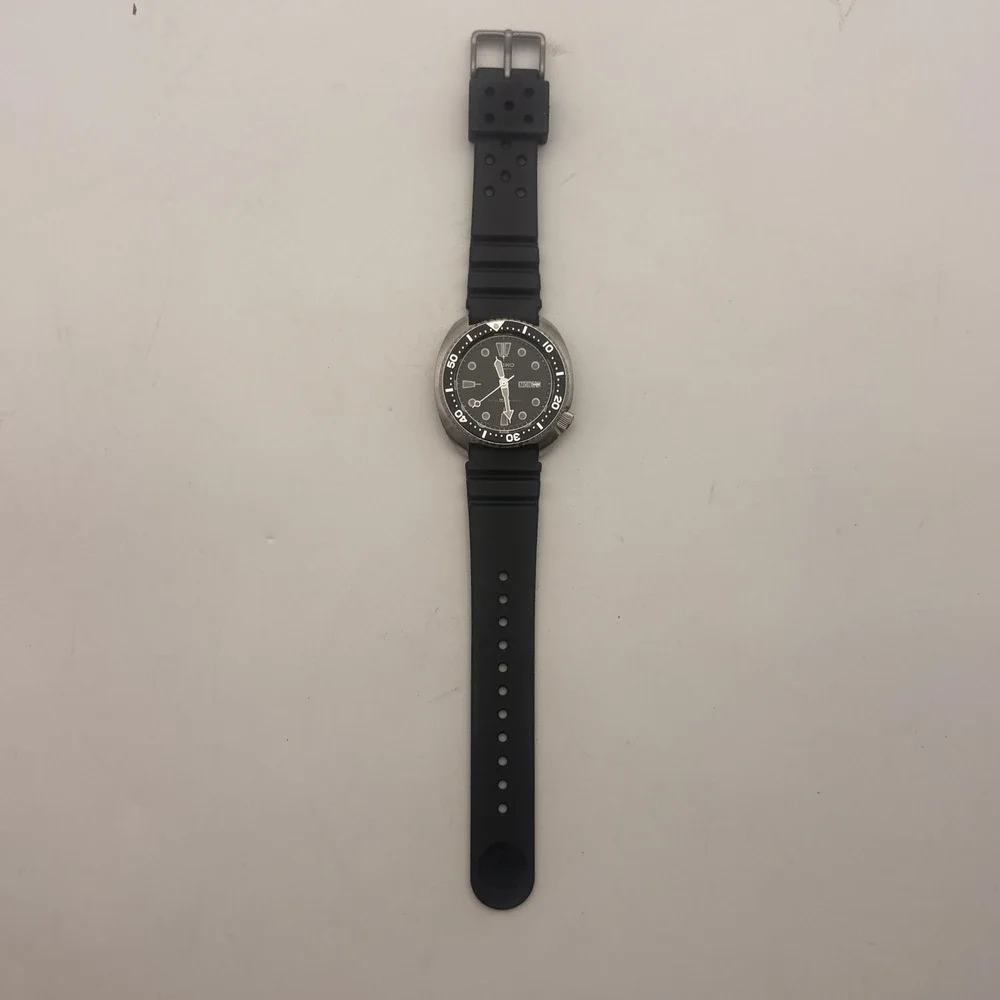 Vintage Seiko 6309-7049 Watch Mens Automatic Diver Black Dial 150m Rubber Strap
